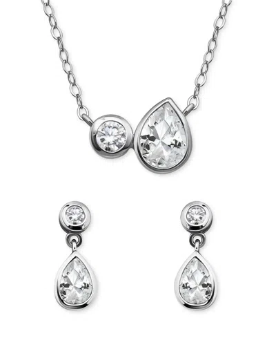 Giani Bernini 2-pc. Set Cubic Zirconia Pear & Round Pendant Necklace & Drop Earrings In Sterling Silver, Exclusive In Metallic