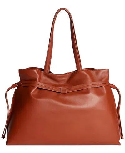 Sam Edelman Poppy Extra Large Leather Drawstring Tote In Brown