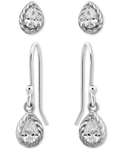 Giani Bernini 2-pc. Set Cubic Zirconia Pear-shaped Stud & Drop Earrings In 18k Yellow Gold Over Sterling Silver, E In Metallic