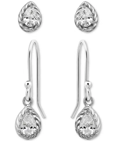 Giani Bernini 2-pc. Set Cubic Zirconia Pear-shaped Stud & Drop Earrings In 18k Yellow Gold Over Sterling Silver, E In Metallic