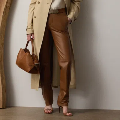 Ralph Lauren Bejamen Soft Leather Pants In Brown