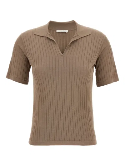 The Row Kaiomi Ribbed Short-sleeve Top In Brown