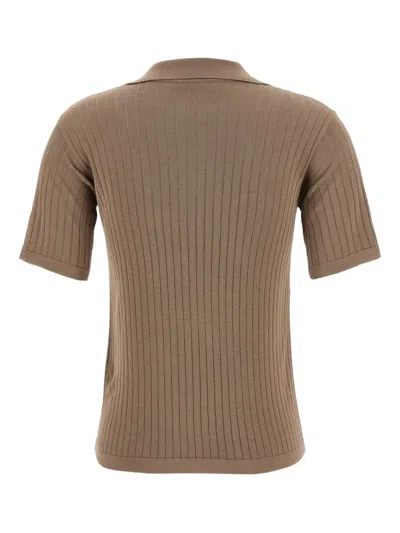 The Row Kaiomi Ribbed Short-sleeve Top In Brown