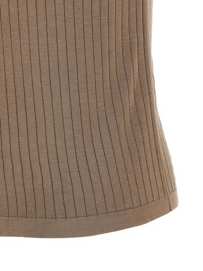 The Row Kaiomi Ribbed Short-sleeve Top In Brown