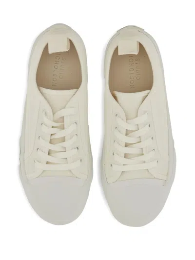 Studio Nicholson Canvas Sneakers With Pull Tab And Rubber Sole In Neutral