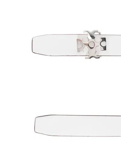 Tory Burch Double-sided Leather Belt In Gray