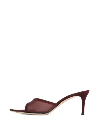 Gianvito Rossi Elle 70 Mesh Mules In Burgundy