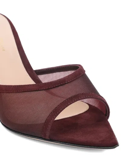 Gianvito Rossi Elle 70 Mesh Mules In Burgundy