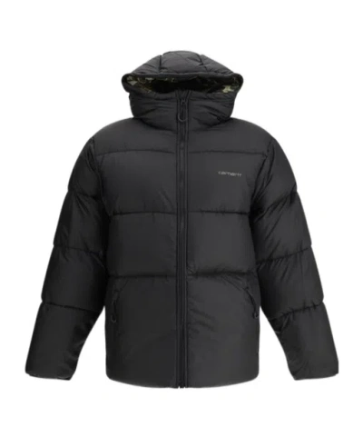 Carhartt Wip Toronto Camo Duck Black Hooded Padded Jacket In Black