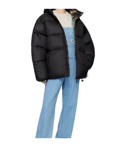 Carhartt Wip Toronto Camo Duck Black Hooded Padded Jacket In Black