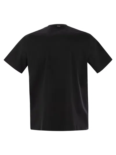 Herno Navy Blue Solid T-shirt In Black