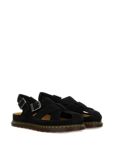Dr. Martens Cross-strap Black Suede Sandals
