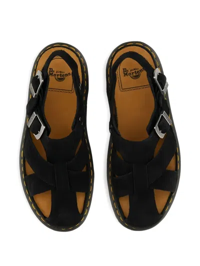 Dr. Martens Cross-strap Black Suede Sandals