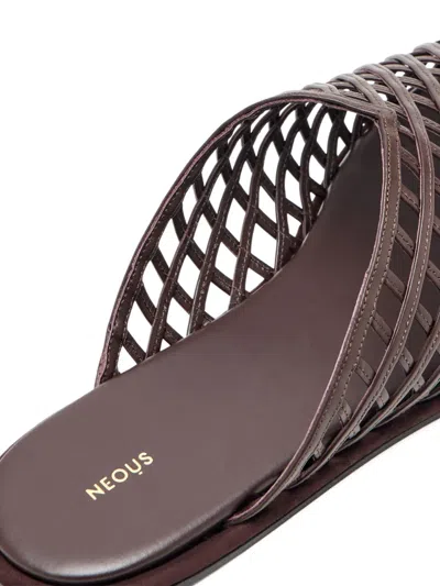 Neous Leather Woven Atik Slides In Brown