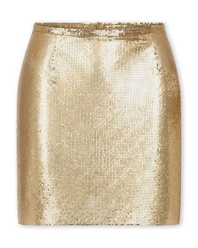 Rabanne Jupe Mini Mesh Printed Recto Verso In Metallic