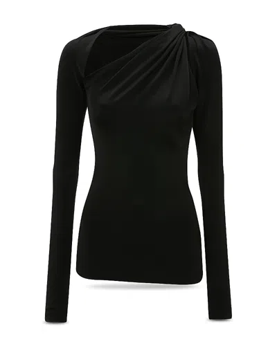 Victoria Beckham Asymmetric Cut Out Crewneck Top In Black