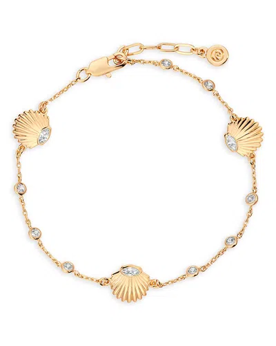 Ettika Santorini Cubic Zirconia Shell Ankle Bracelet In Gold