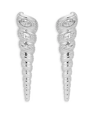 Ettika Cubic Zirconia Capri Shell Linear Drop Earrings In Metallic
