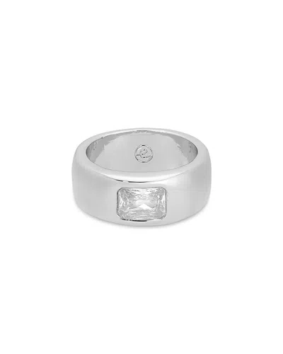 Ettika Treasure Emerald Cut Cubic Zirconia Band Ring In Metallic