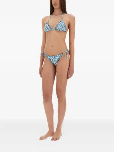 Mc2 Saint Barth Miami Cheeky Bikini Swimsuit In Blue