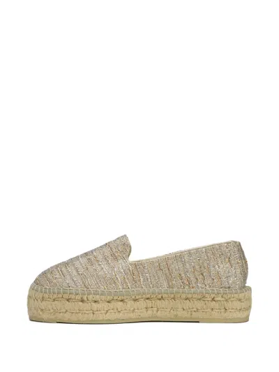 Manebi Metallic Woven Espadrilles In Gold