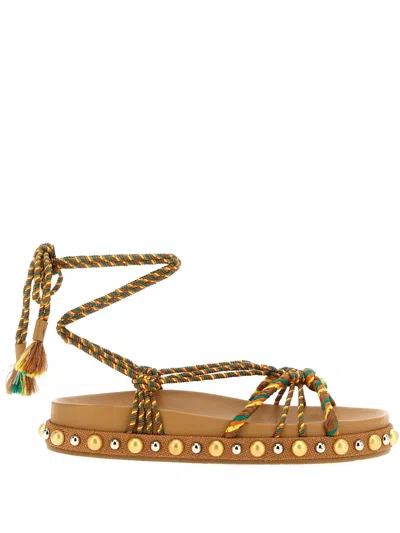 Aquazzura Exotic Rope Tassel Sandals In Multicolor