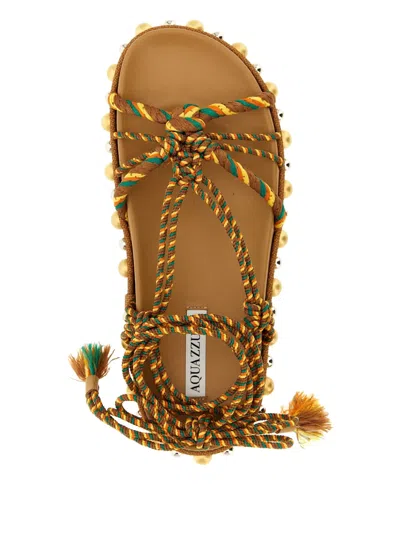 Aquazzura Exotic Rope Tassel Sandals In Multicolor