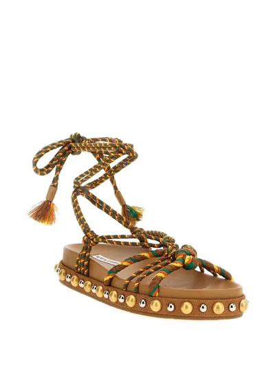 Aquazzura Exotic Rope Tassel Sandals In Multicolor