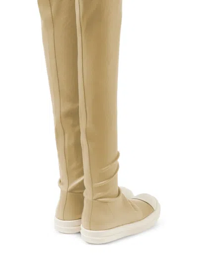 Rick Owens Drkshdw Drkshdw By Rick Owens High Sock Denim Sneaks Parchment And Milk In Neutral