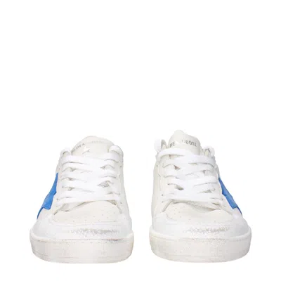 Golden Goose Deluxe Brand Low-top White Leather Sneakers With Blue Star Accent In White