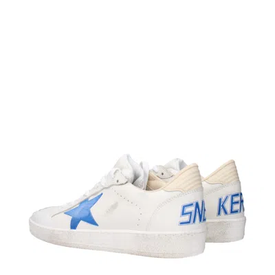 Golden Goose Deluxe Brand Low-top White Leather Sneakers With Blue Star Accent In White