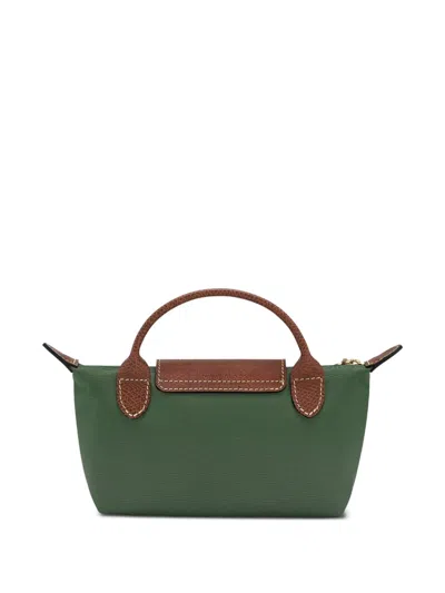 Longchamp Le Pliage Original Canvas Pouch With Handle In Green
