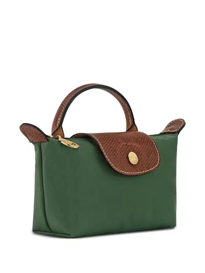 Longchamp Le Pliage Original Canvas Pouch With Handle In Green