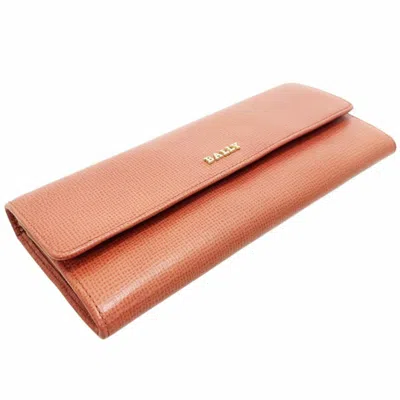 Pre-owned Bally Orange Leather Long Wallet (bi-fold) ()