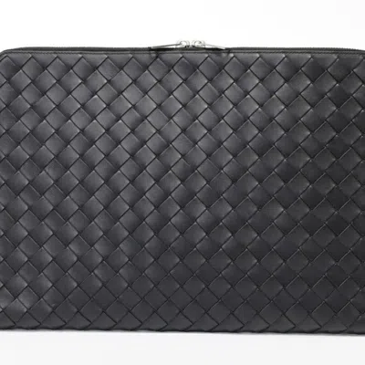 Pre-owned Bottega Veneta Black Intrecciato Clutch Bag Document Case ()