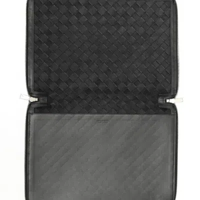 Pre-owned Bottega Veneta Black Intrecciato Clutch Bag Document Case ()