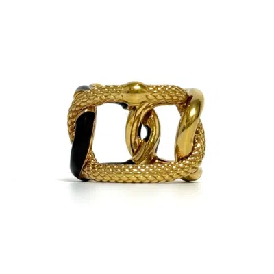 Pre-owned Bottega Veneta Brown Gold Silver 925 Band Ring ()
