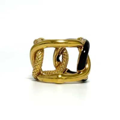 Pre-owned Bottega Veneta Brown Gold Silver 925 Band Ring ()