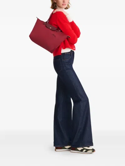 Longchamp Le Pliage Green L Shoulder Bag In Red