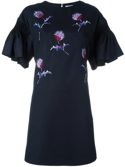 Kenzo Embroidered Wool Dress In Blue