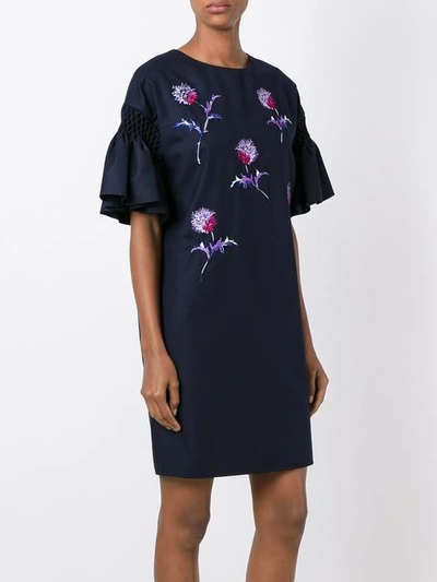 Shop Kenzo 'dandelion' Embroidered Dress - Blue
