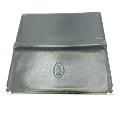 Pre-owned Cartier Must Black Long Wallet (bi-fold) ()
