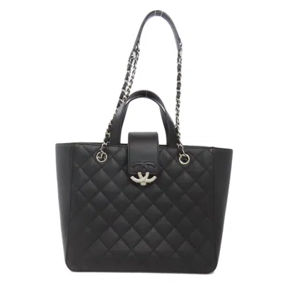 Pre-owned Chanel Black Leather Tote Bag ()