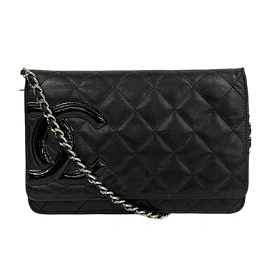 Pre-owned Chanel Black Pink Cambon Ligne Chain/shoulder Wallet ()