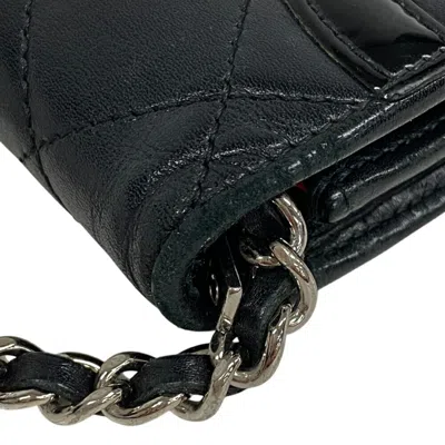 Pre-owned Chanel Black Pink Cambon Ligne Chain/shoulder Wallet ()