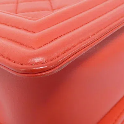 Pre-owned Chanel Boy  Red Color Leather Shoulder Bag ()