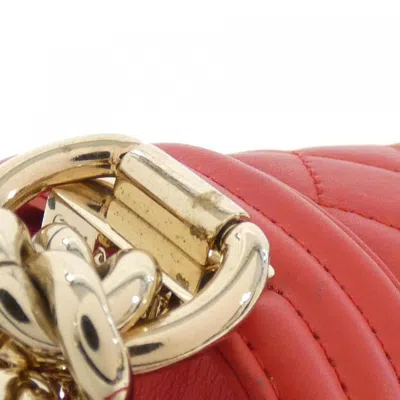 Pre-owned Chanel Boy  Red Color Leather Shoulder Bag ()