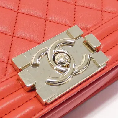 Pre-owned Chanel Boy  Red Color Leather Shoulder Bag ()