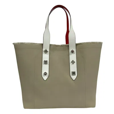 Pre-owned Christian Louboutin Beige Canvas Leather Tote Bag ()
