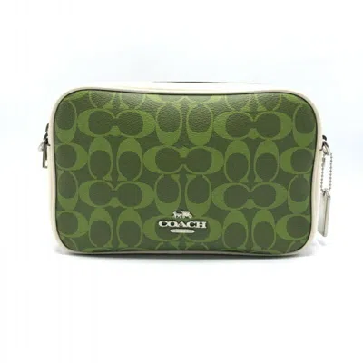 Pre-owned Coach Blue Green White Signature Line Shoulder Bag ()